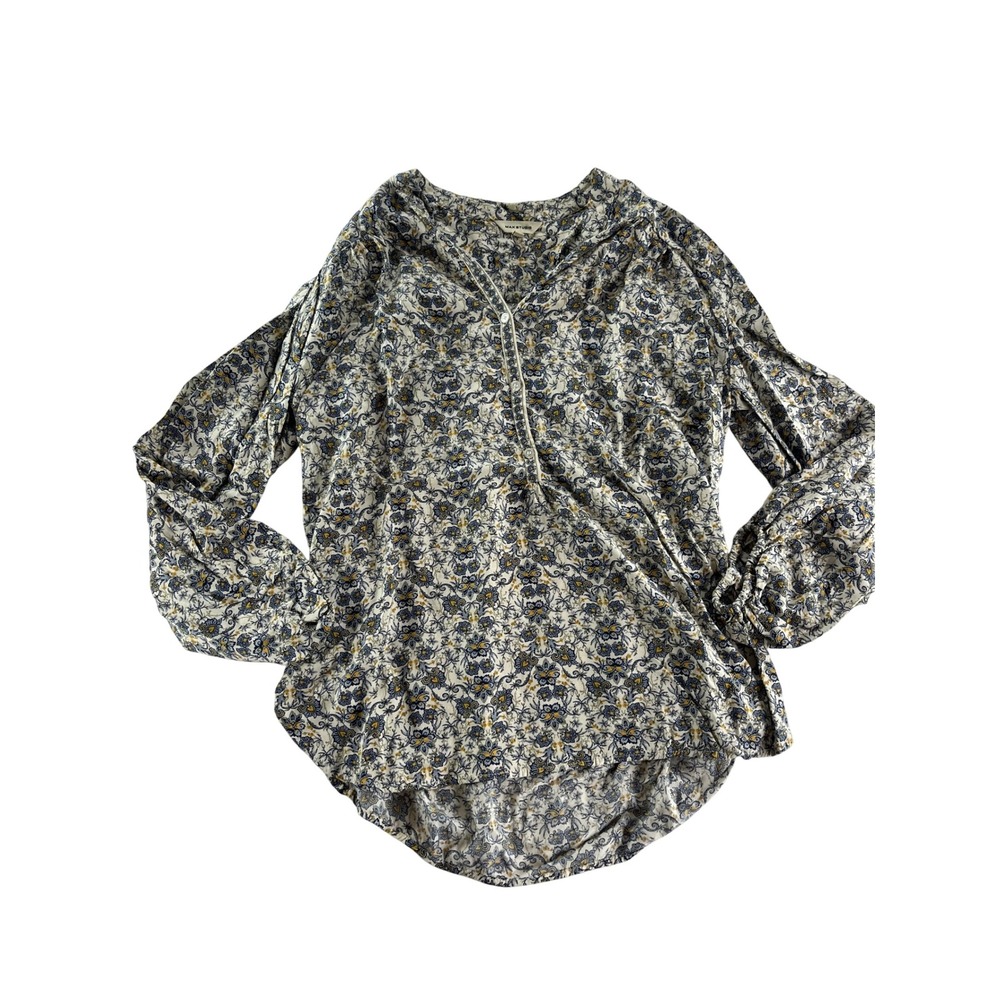 Max‎ Studio Floral Print Long Sleeve Blouse Top S Small Womens